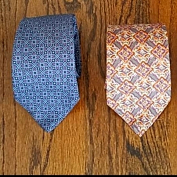 Christian Dior Vintage Bundle Set of 2 All Silk Italian Gray Tan Paisley Necktie - Picture 8 of 10